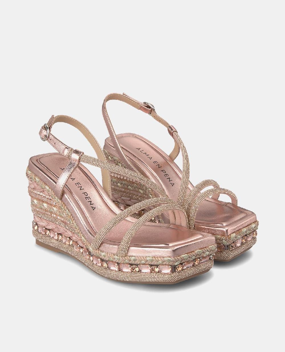 Alma en pena SANDALIA CUÑA TIRAS PEDRERÍA En oferta