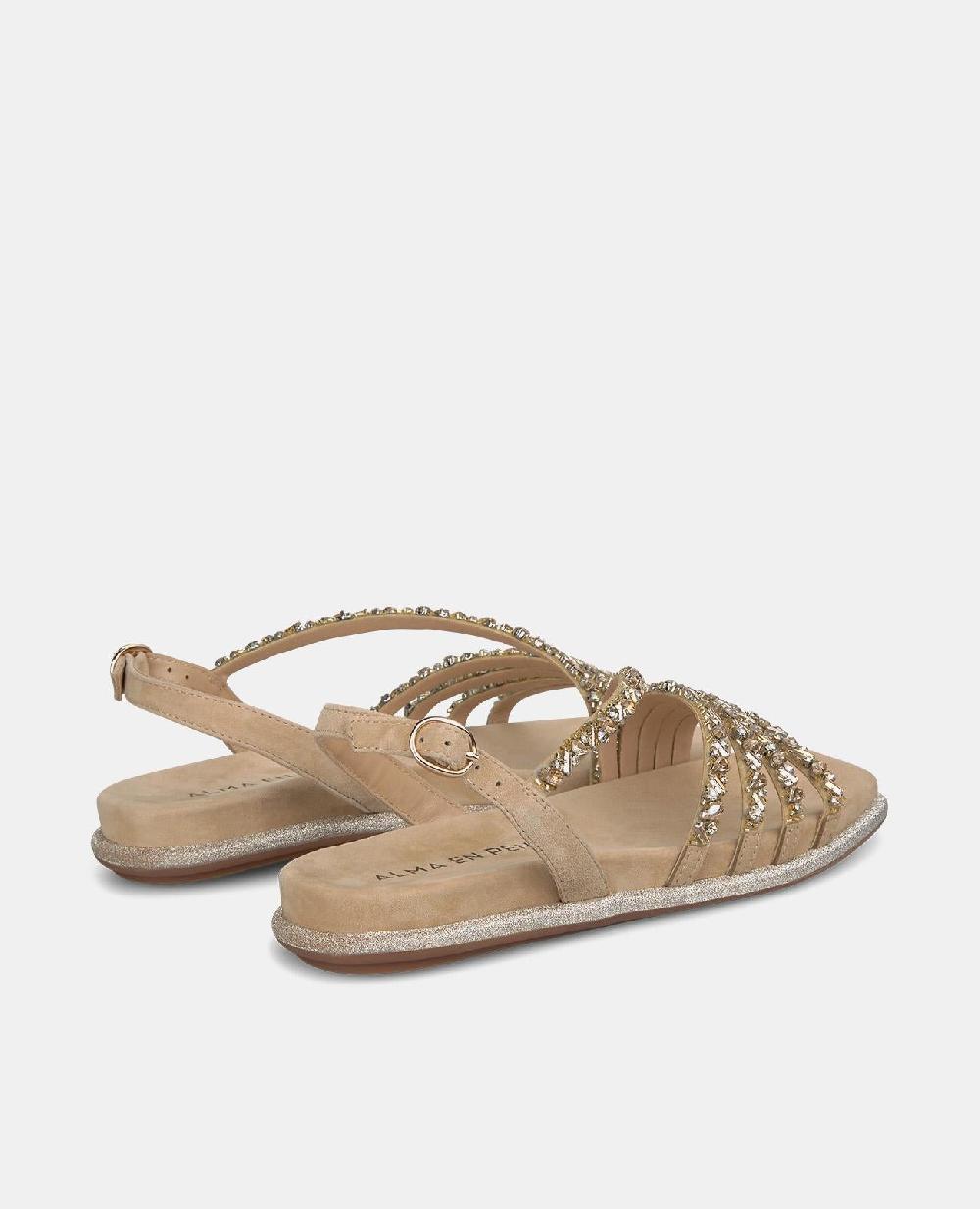 Alma en pena SANDALIA PLANA PEDRERÍA CRUZADA En oferta
