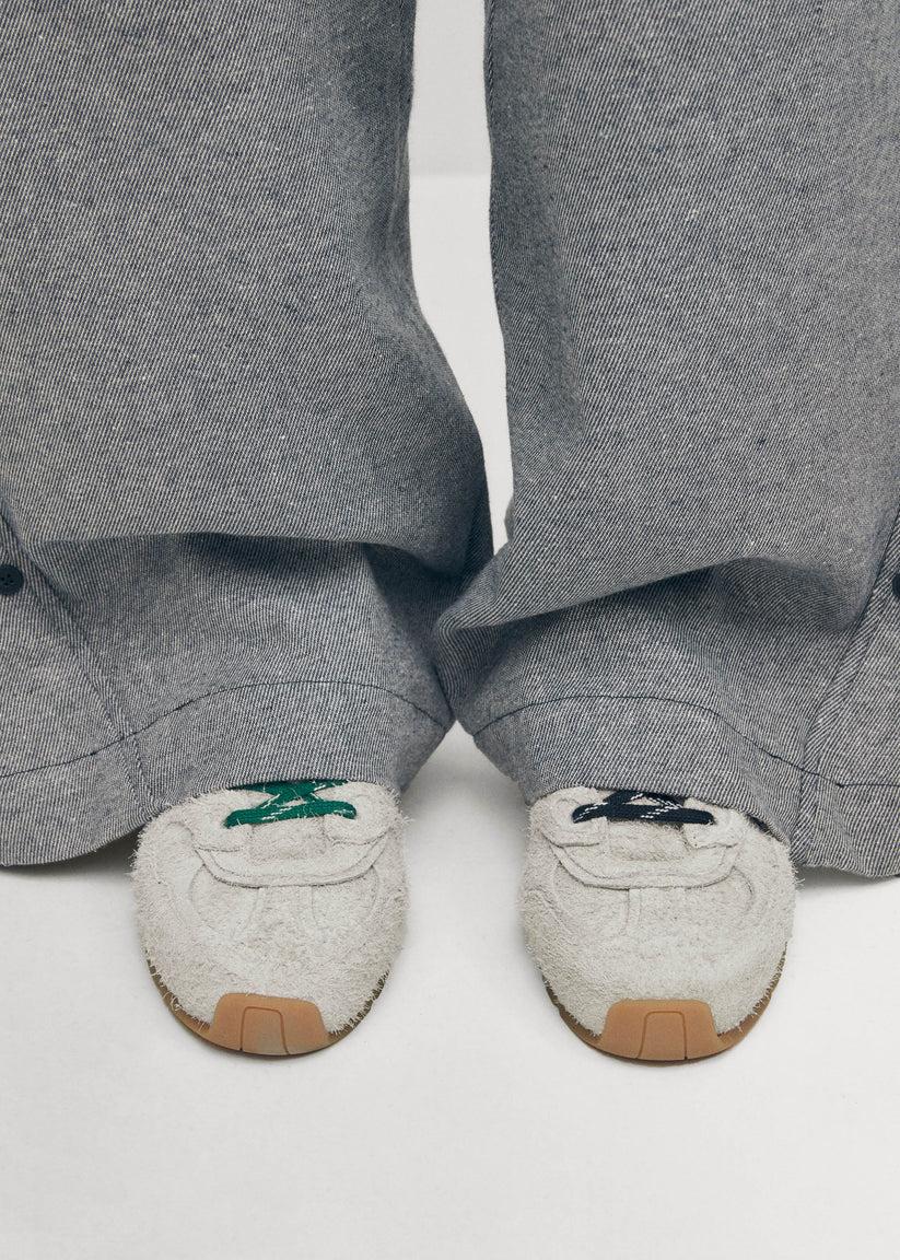 Alohas Tb.56 Suede Fuzzy Zapatillas de Cuero Gris Claro En oferta