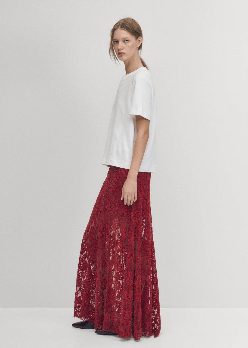 Alohas Falda Bundi de Encaje Color Vino Outlet