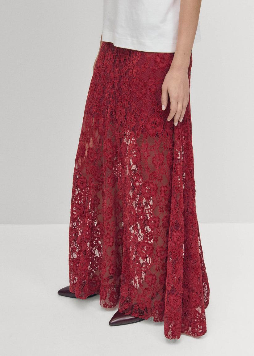 Alohas Falda Bundi de Encaje Color Vino Outlet
