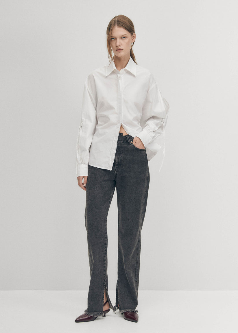 Alohas Sugar Camisa blanca de algodón con lazo en la espalda