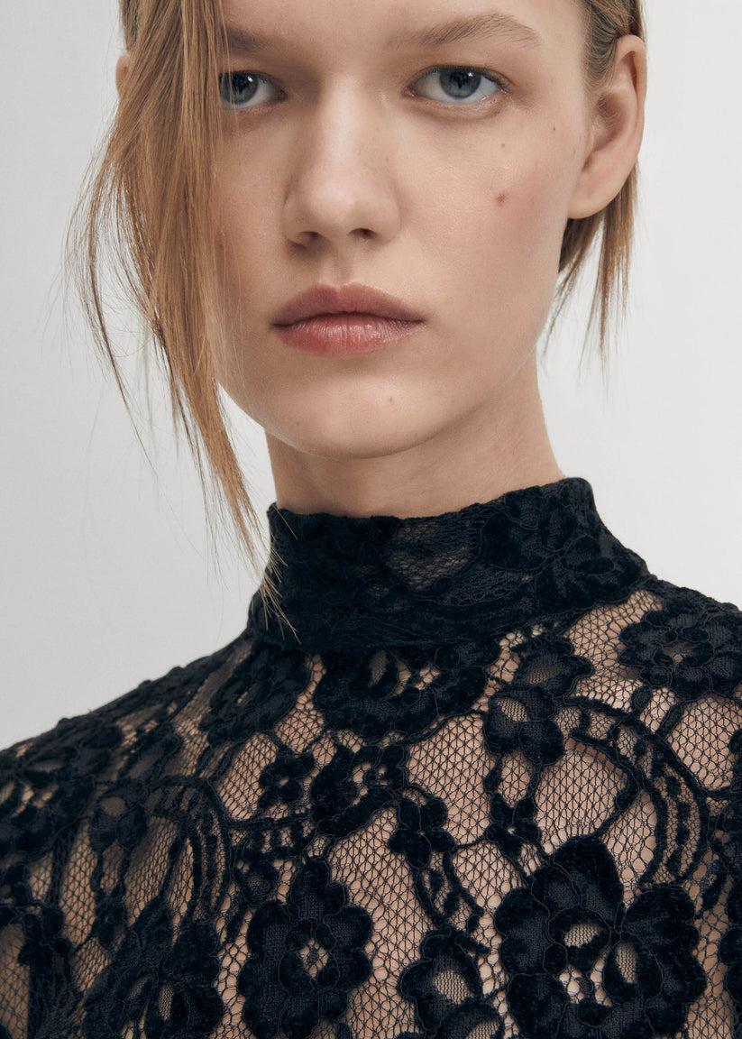 Alohas Tiban Lace Vestido Negro Oferta especial de fábrica