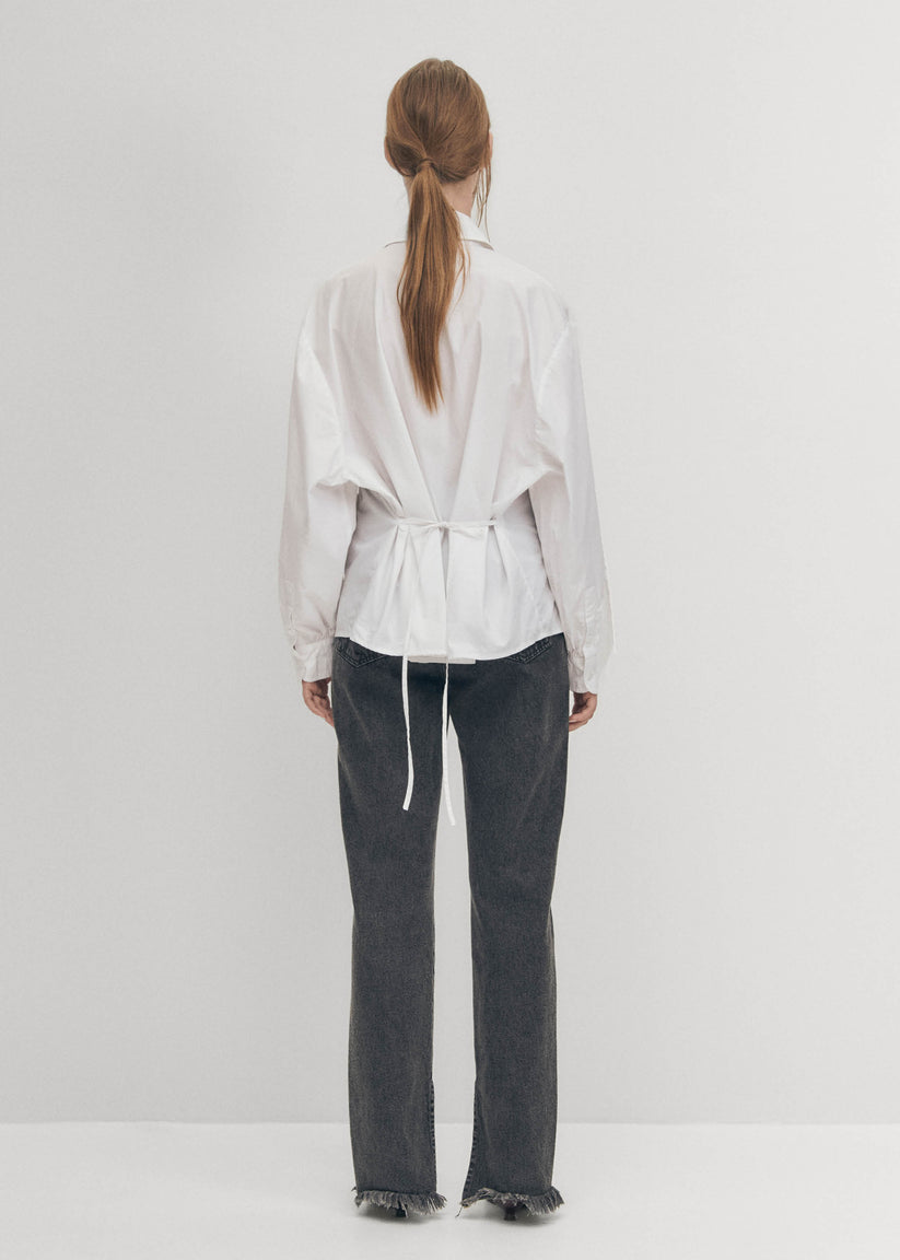 Alohas Sugar Camisa blanca de algodón con lazo en la espalda Outlet