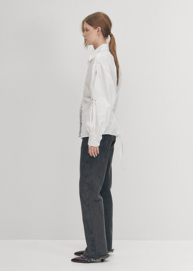 Alohas Sugar Camisa blanca de algodón con lazo en la espalda Outlet