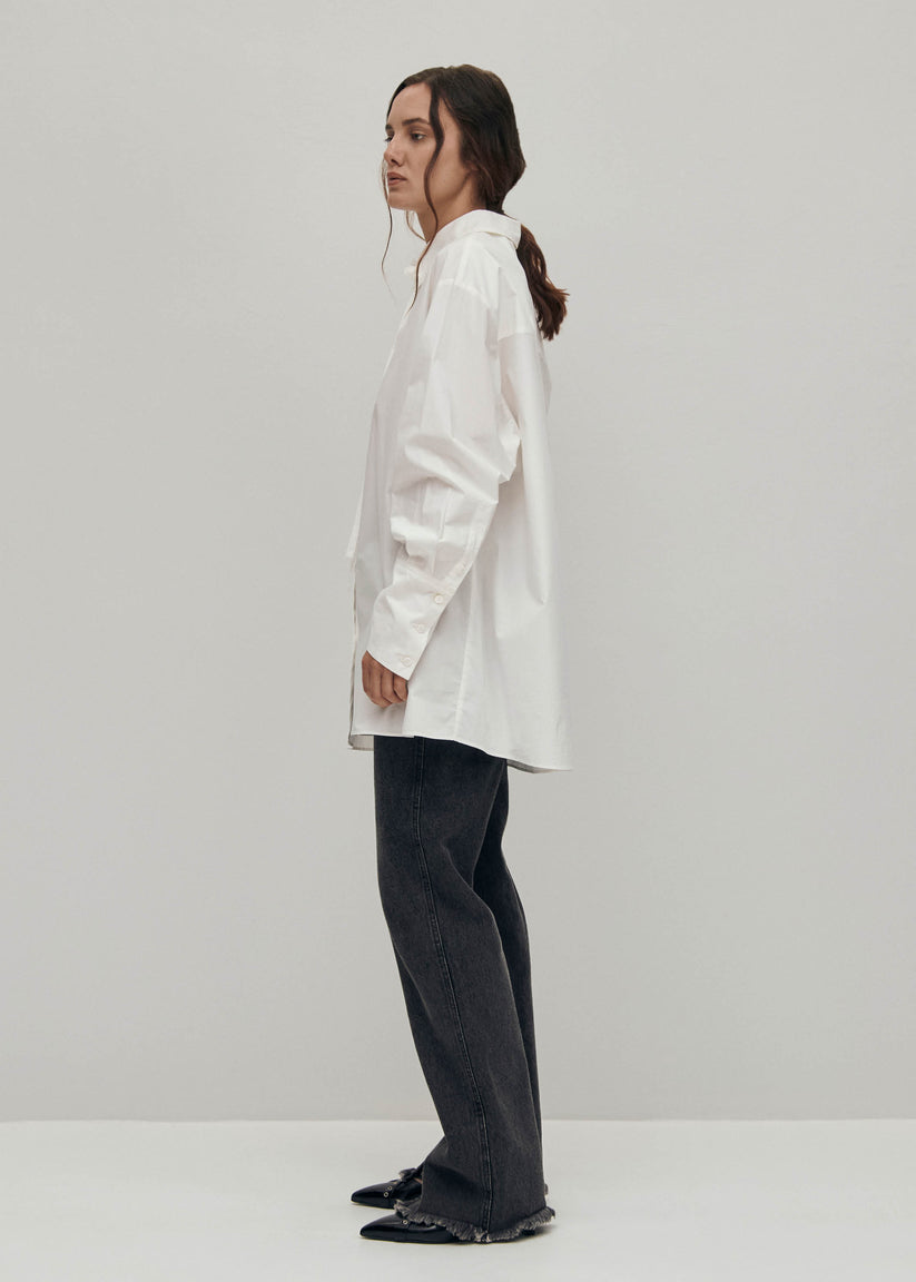 Alohas Sempe Camisa blanca de algodón con lazo al cuello Ofertas