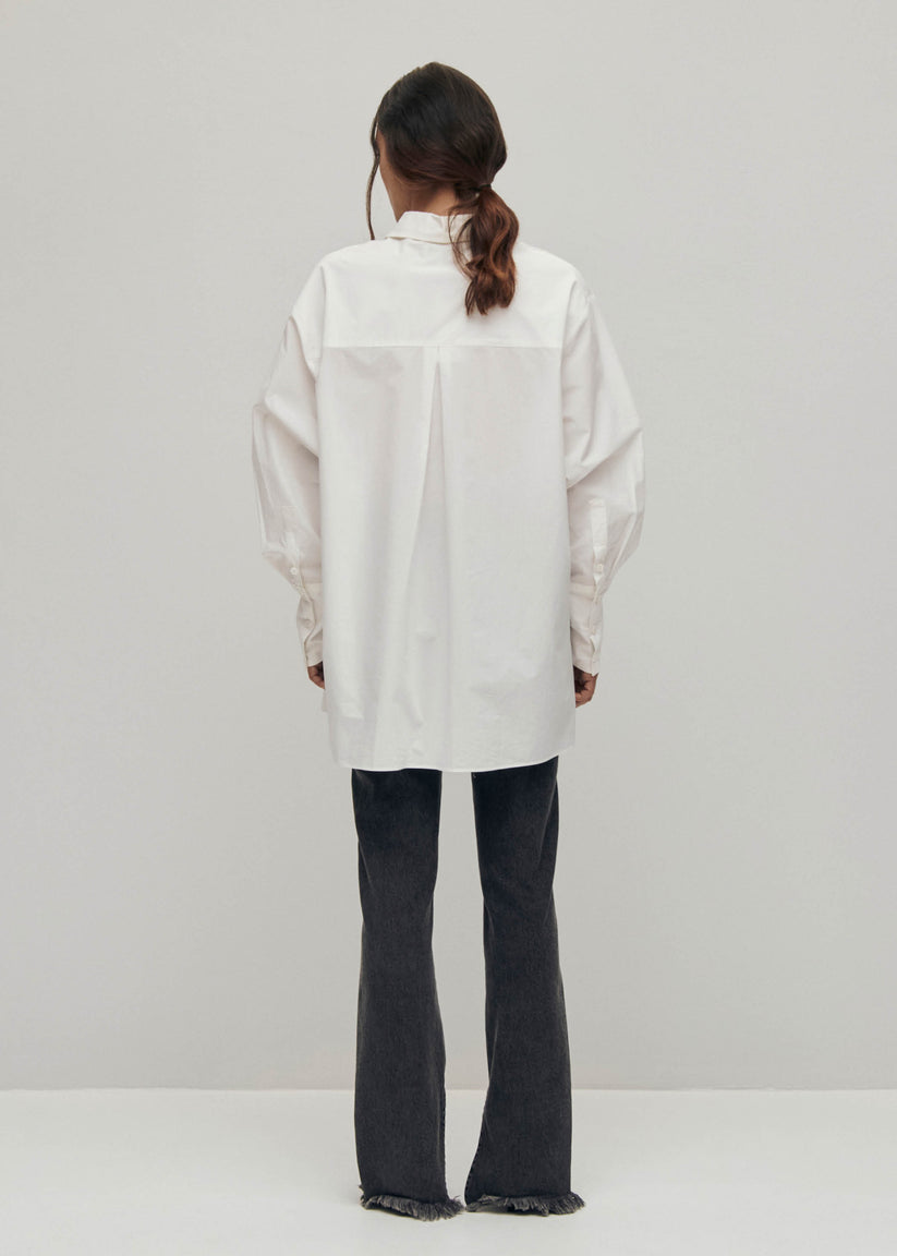 Alohas Sempe Camisa blanca de algodón con lazo al cuello Ofertas