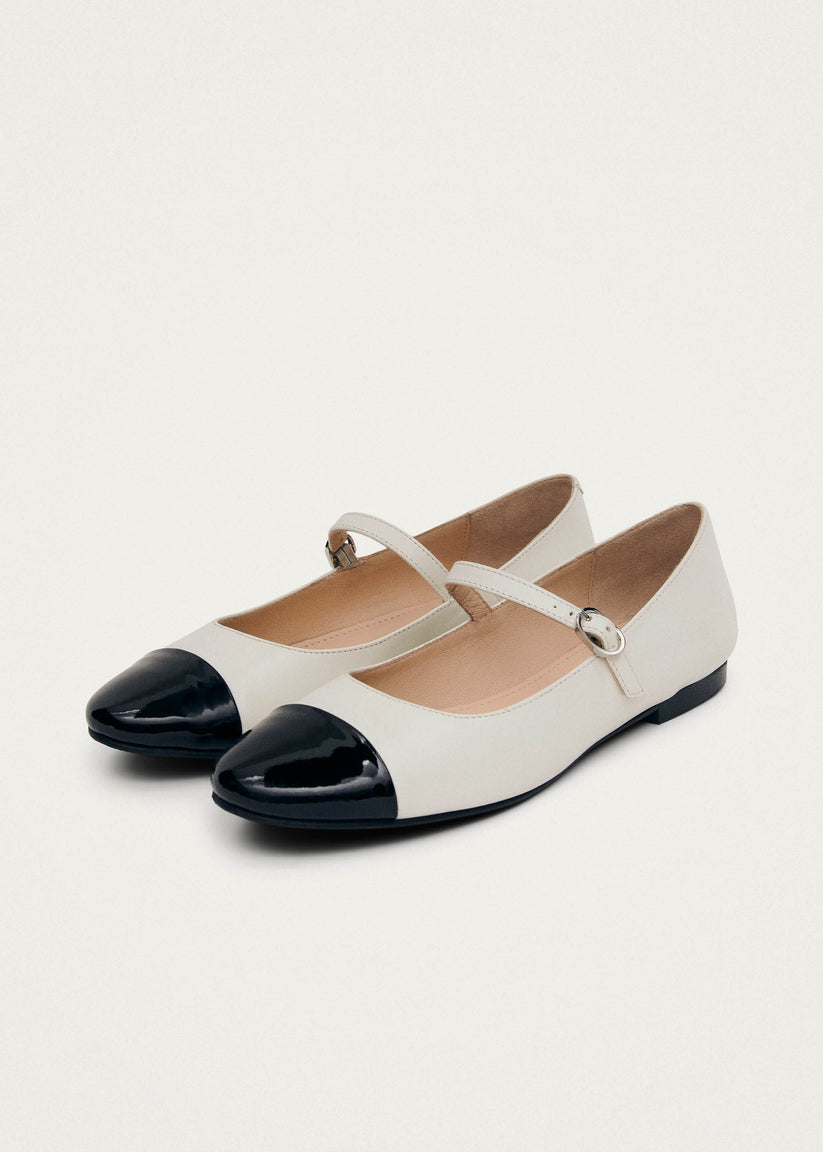 Alohas Musa Bicolor Black Cream Leather Ballet Flats Descuentos del mes