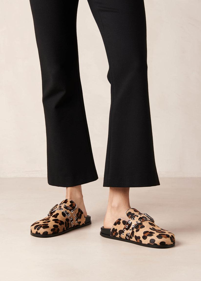 Alohas Halia Zuecos de Cuero Efecto Leopardo Oferta exclusiva