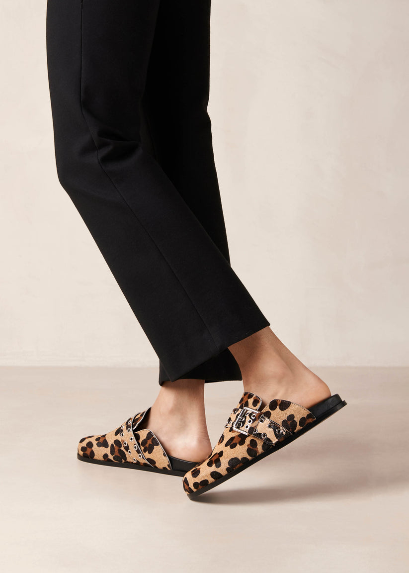 Alohas Halia Zuecos de Cuero Efecto Leopardo Oferta exclusiva