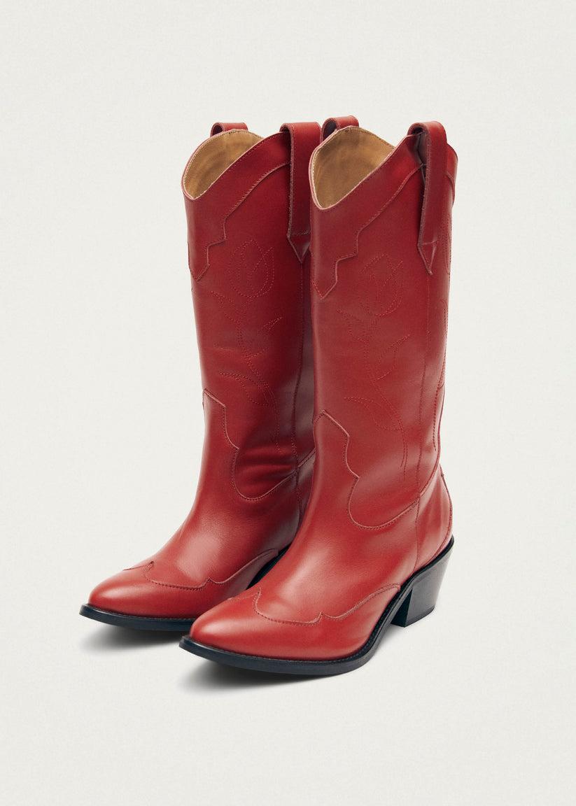 Alohas Liberty Botas cowboy de cuero rojas Descuento por venta flash