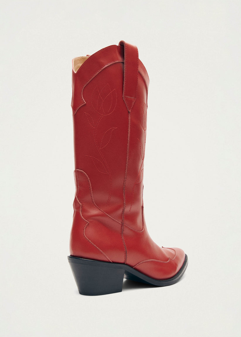 Alohas Liberty Botas cowboy de cuero rojas Descuento por venta flash