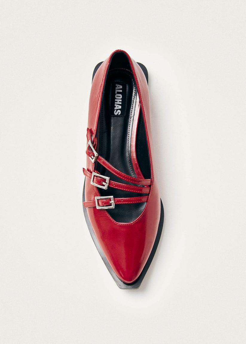 Alohas Jive Onix Bailarinas de Cuero Rojo Outlet online