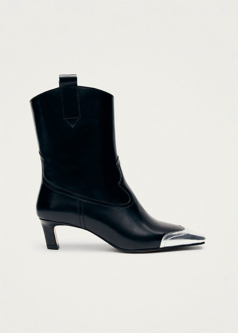 Alohas Hudson Shimmer Botines Cowboy negros con punta plateada