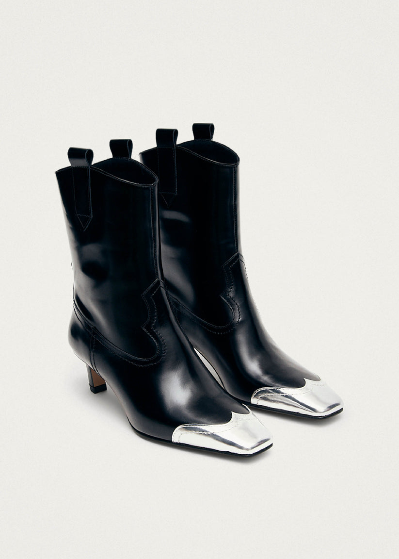Alohas Hudson Shimmer Botines Cowboy negros con punta plateada Gran oferta