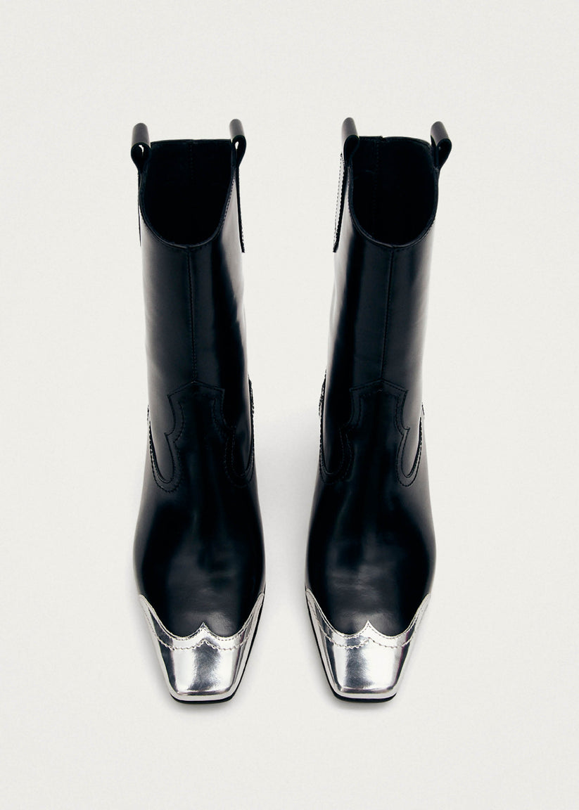 Alohas Hudson Shimmer Botines Cowboy negros con punta plateada Gran oferta