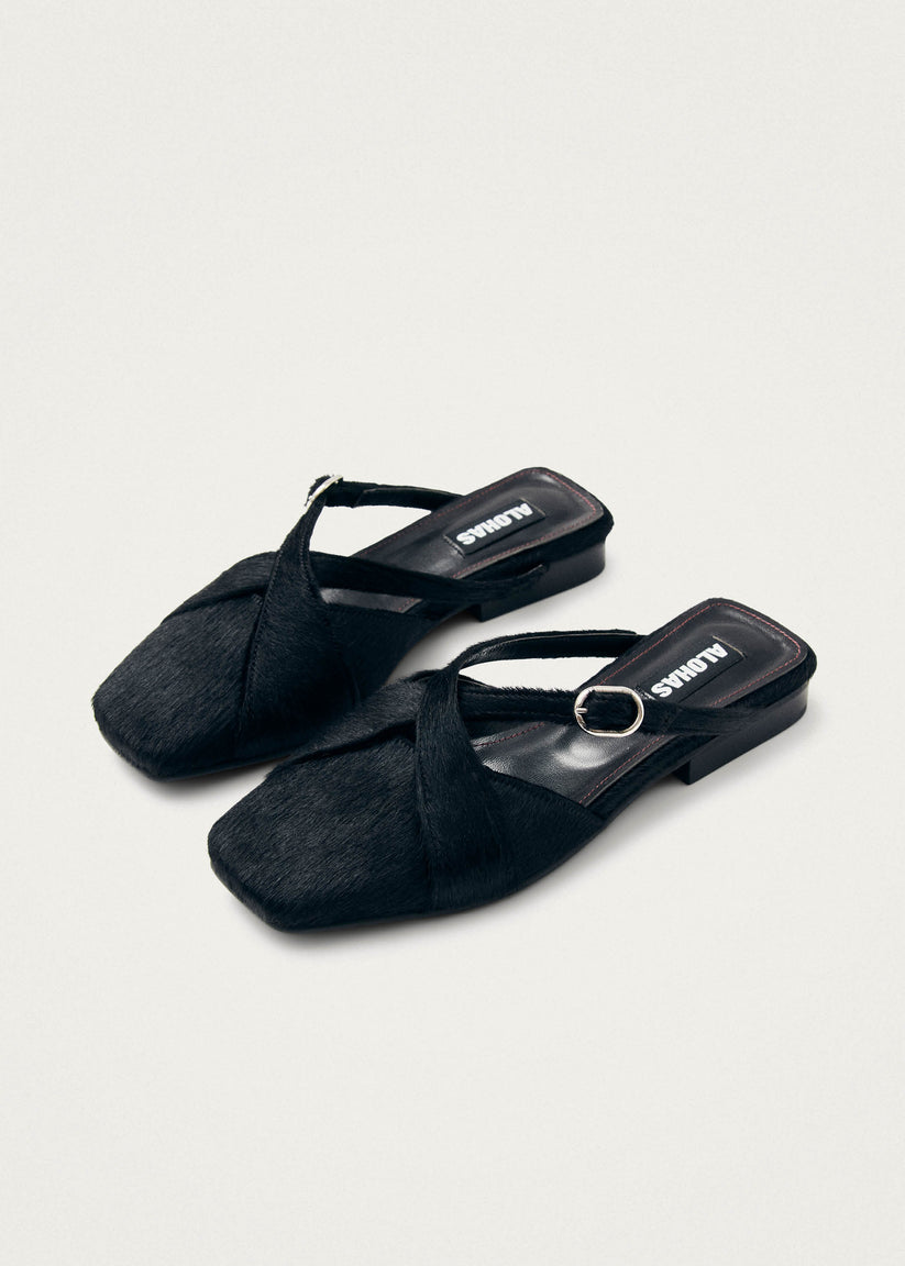 Alohas Adria Soft Mules de Cuero Negro Ventas relámpago