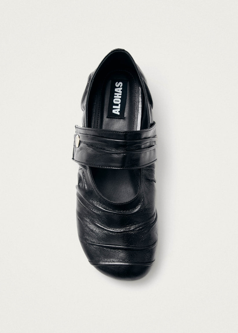 Alohas Shay Bailarinas de Cuero Negro Descuento