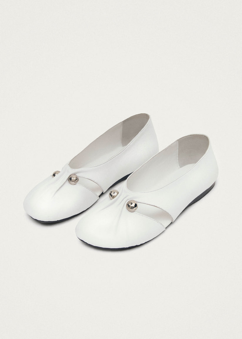 Alohas Ravena White Leather Ballet Flats Mejor oferta