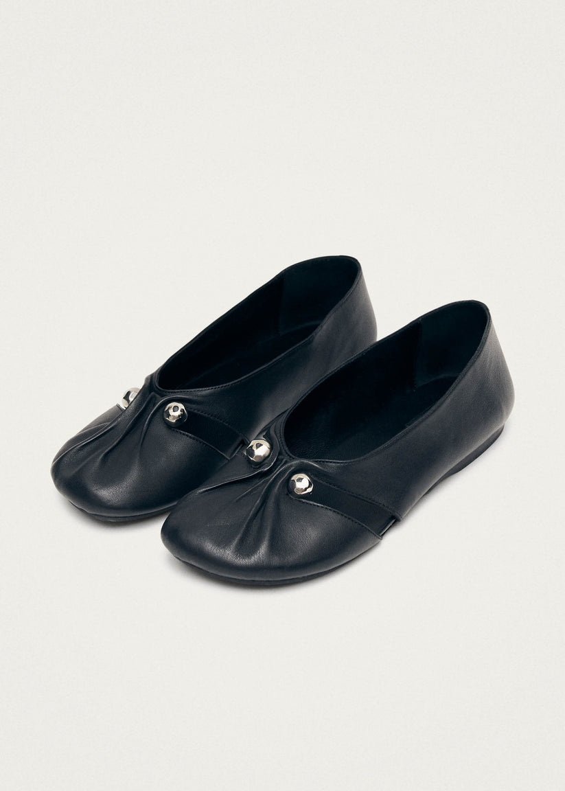 Alohas Ravena Black Leather Ballet Flats Rebajas online