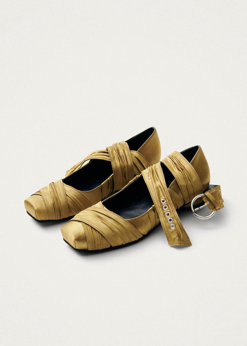 Alohas Volant Silky Bailarinas Color Dorado Oscuro Envío gratis