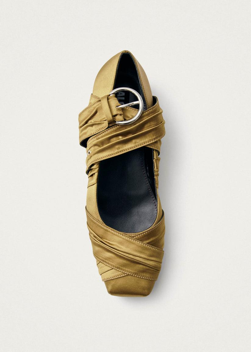 Alohas Volant Silky Bailarinas Color Dorado Oscuro Envío gratis