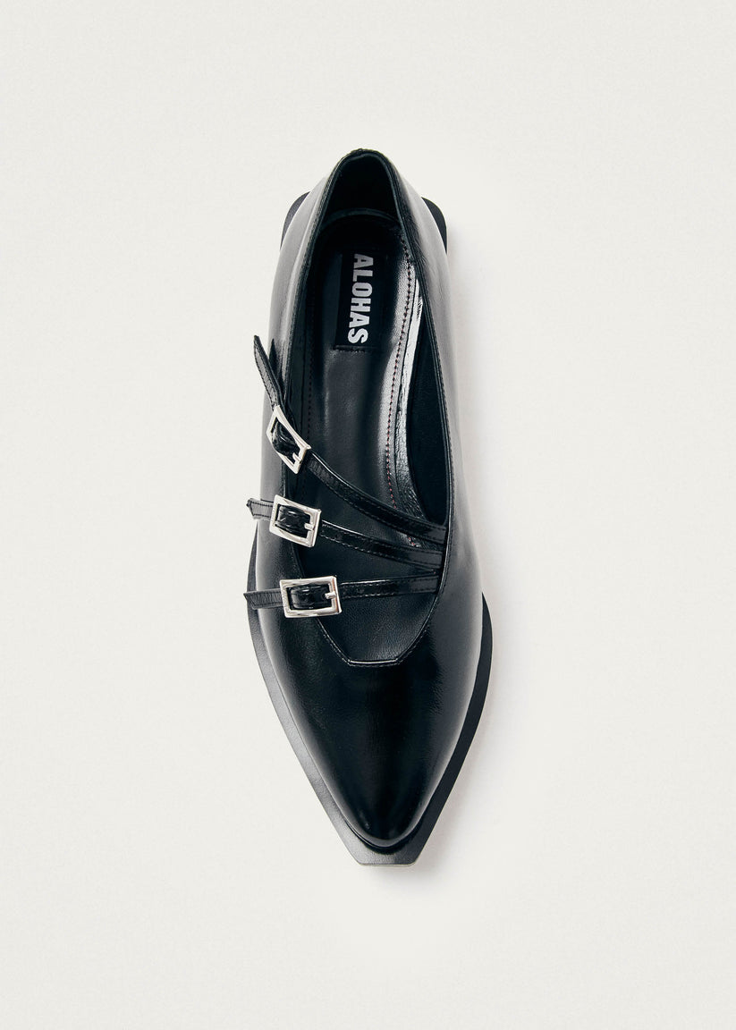 Alohas Jive Onix Bailarina de Cuero Negro Oferta especial