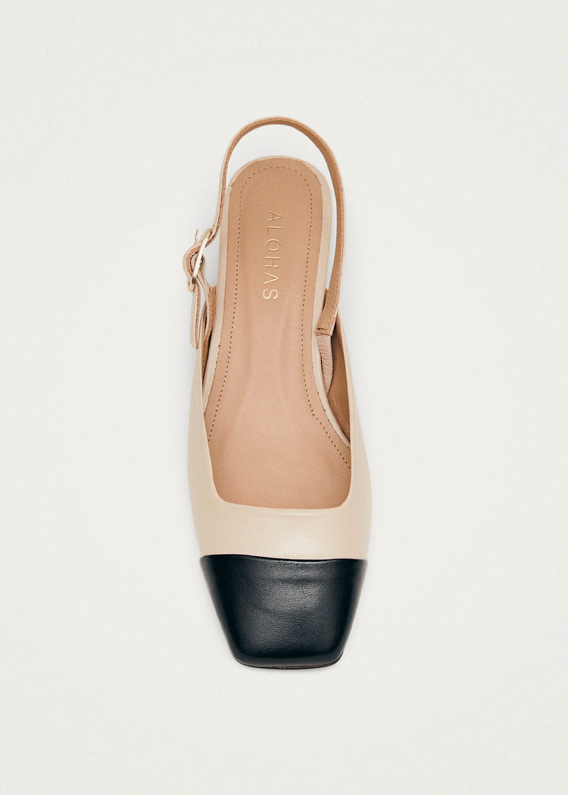 Alohas Lindy Tacones Bicolores de Cuero Negro y Color Crema Solo queda un día
