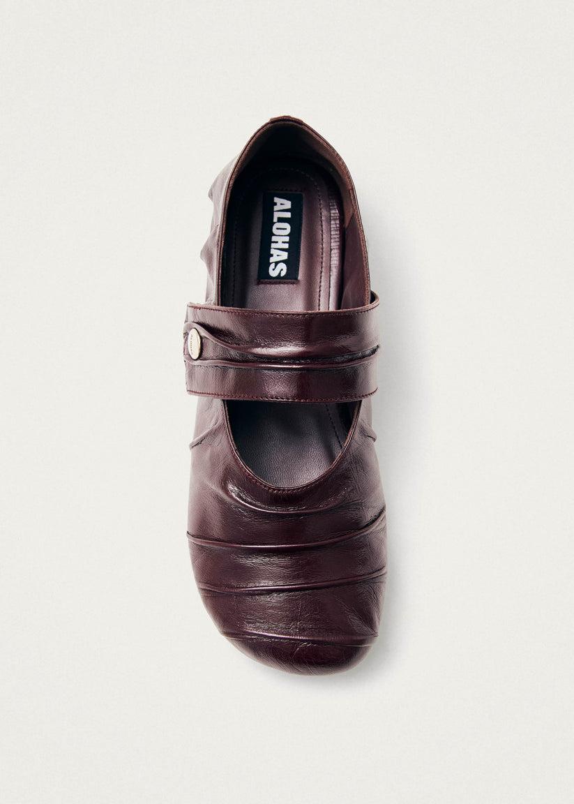Alohas Shay Bailarinas de Cuero Burdeos Oferta exclusiva