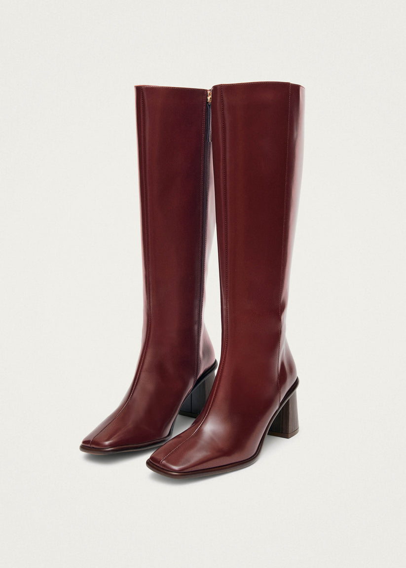 Alohas East Sleek Botas de Cuero Burdeos Ofertas