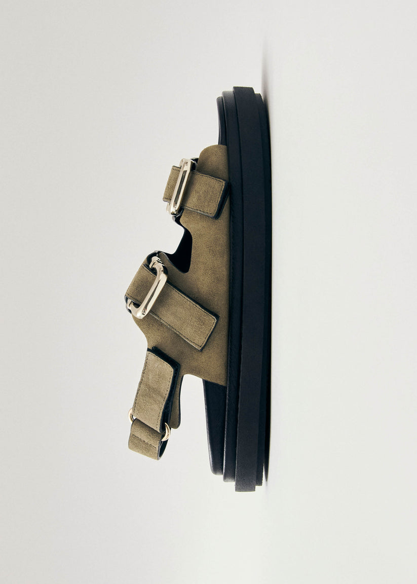 Alohas Harper Suede Khaki Leather Sandals Rebajas de fábrica