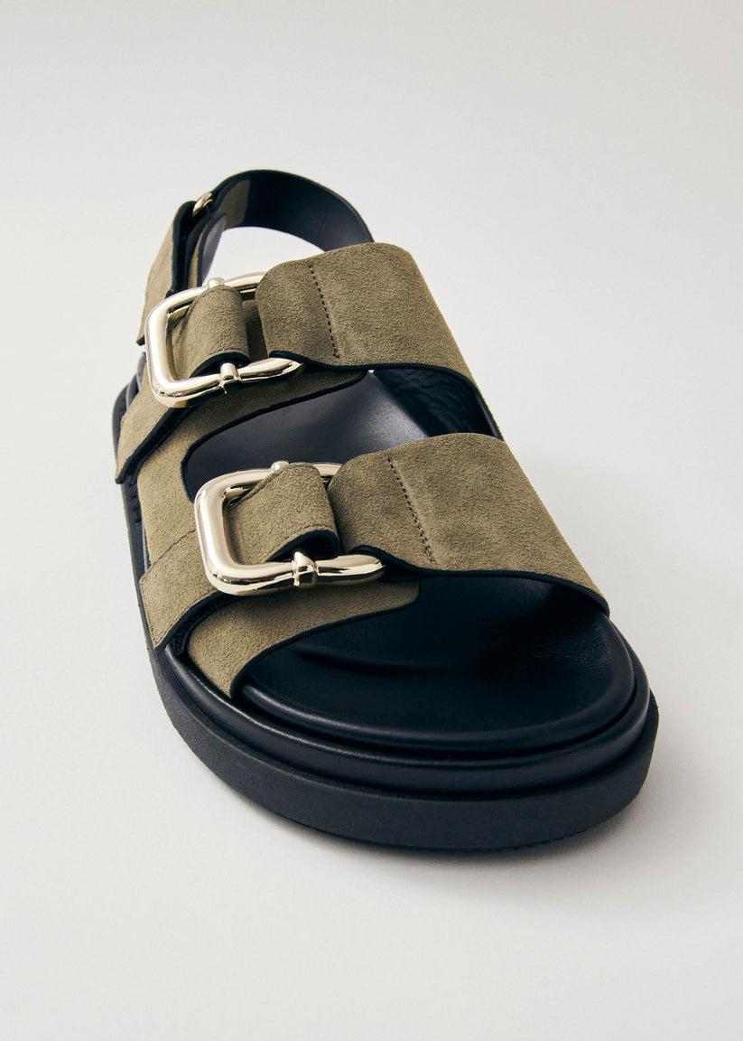 Alohas Harper Suede Khaki Leather Sandals Rebajas de fábrica