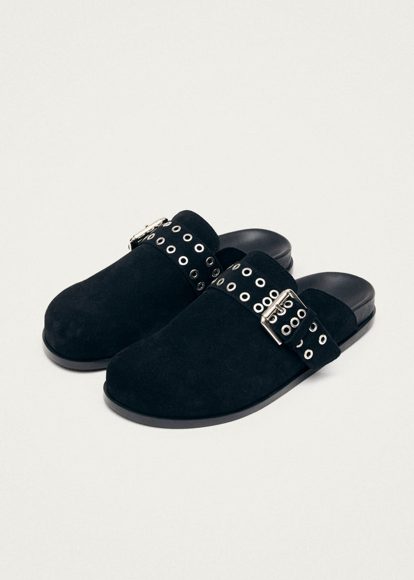 Alohas Halia Black Leather Mules Descuento