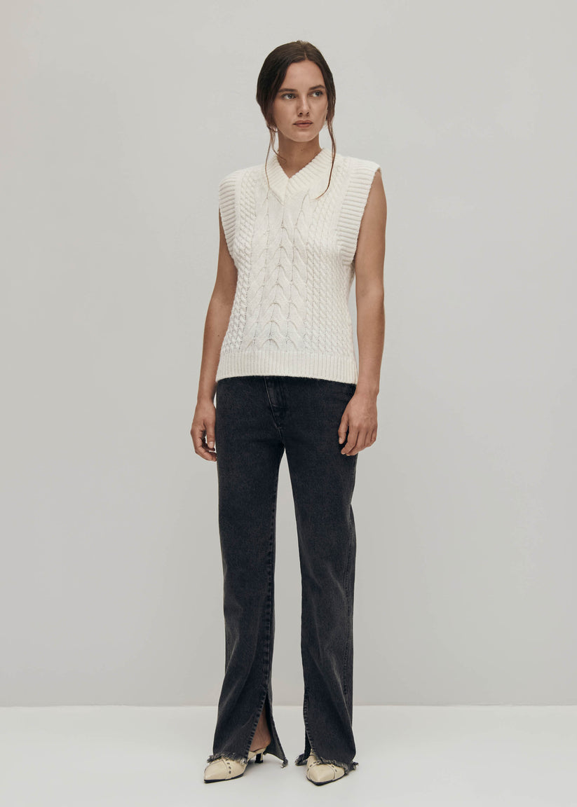 Alohas Cosy Chaleco de Punto Blanco