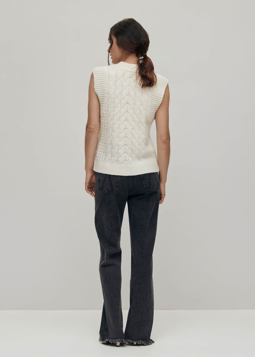 Alohas Cosy Chaleco de Punto Blanco Tienda
