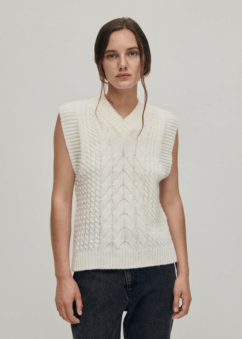 Alohas Cosy Chaleco de Punto Blanco Tienda