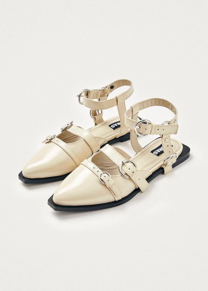 Alohas Thalara Onix Bailarinas de Cuero Color Crema Tienda