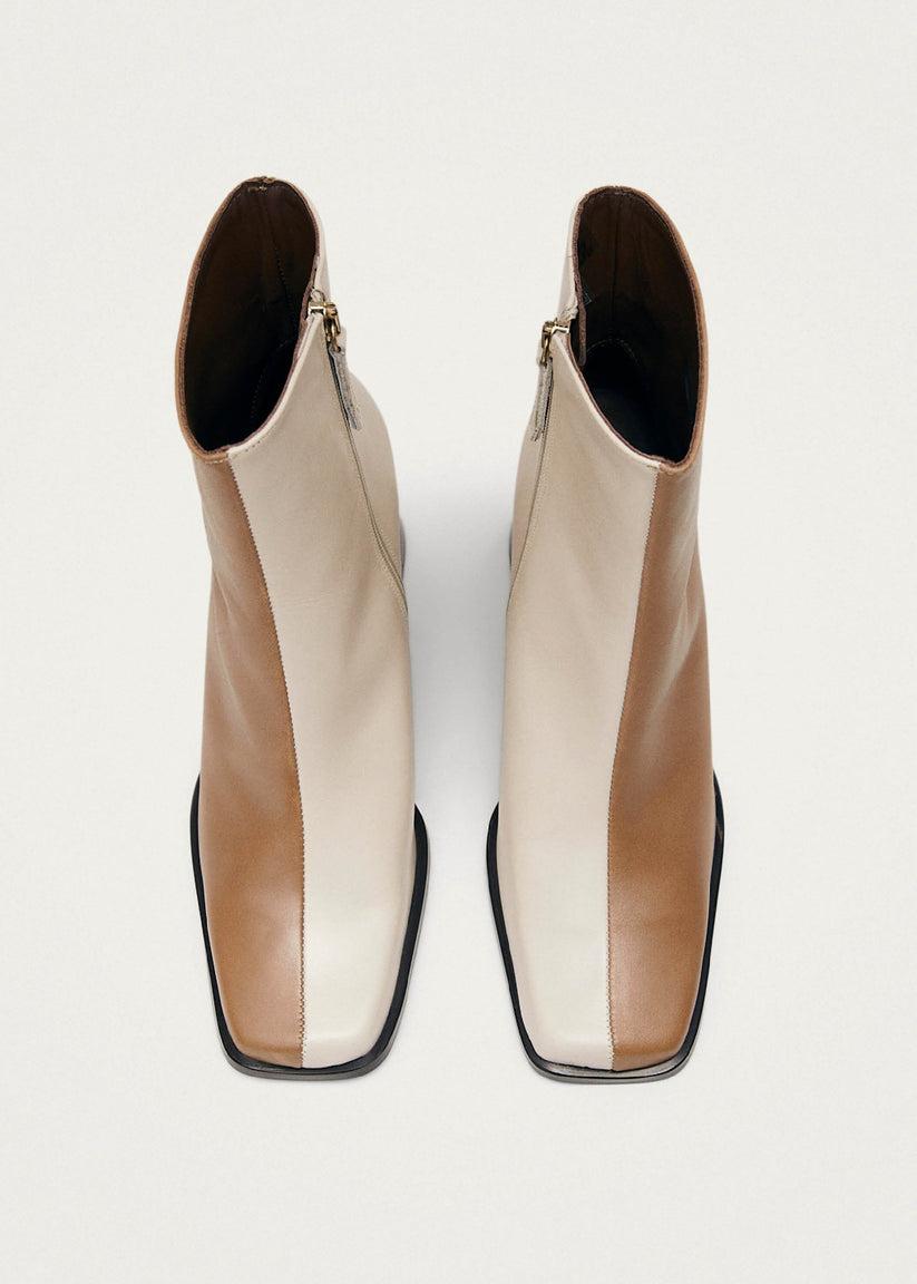 Alohas South Bicolor Botas de Piel Marrón y Beige Descuento por venta flash