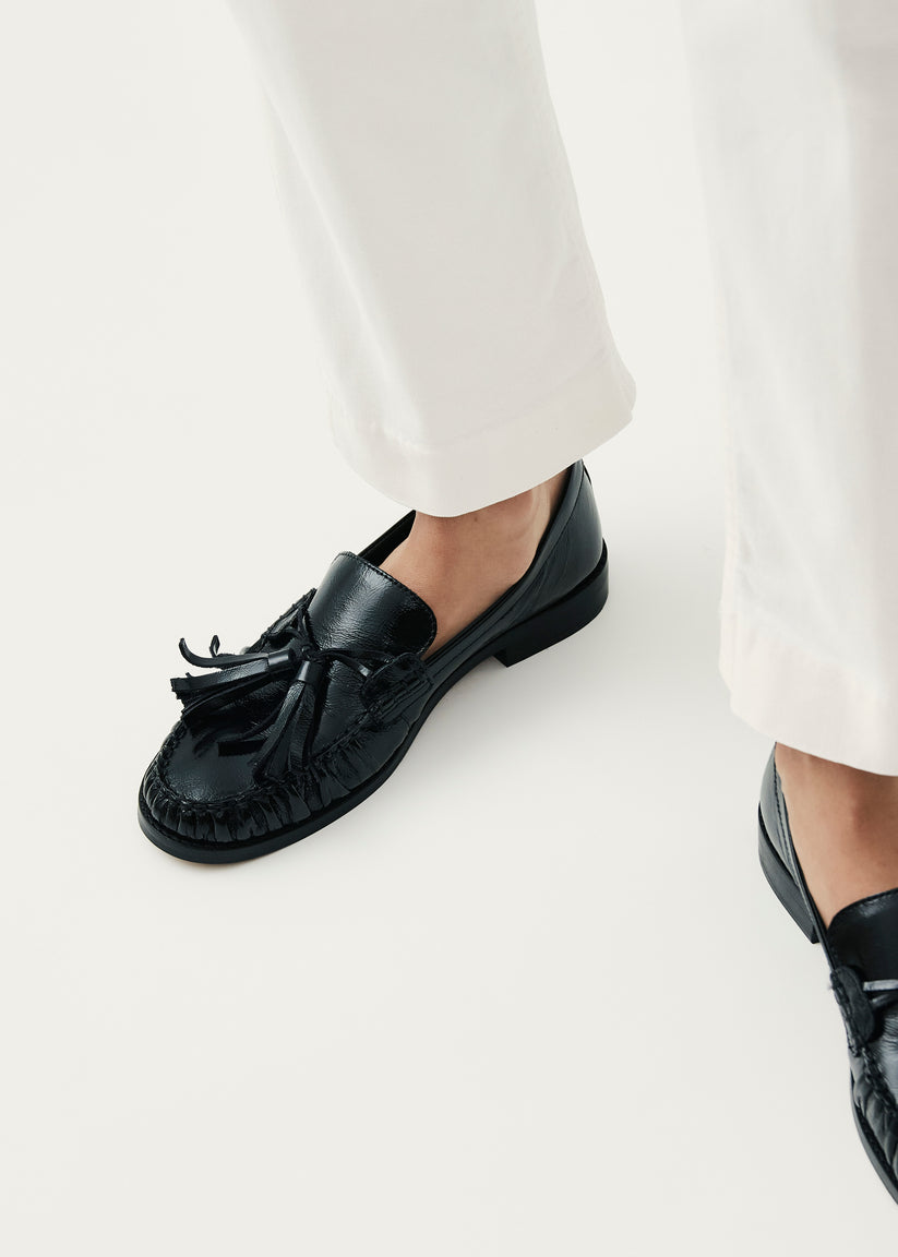 Alohas Marietta Onix Mocasines de Cuero Negro Gran oferta