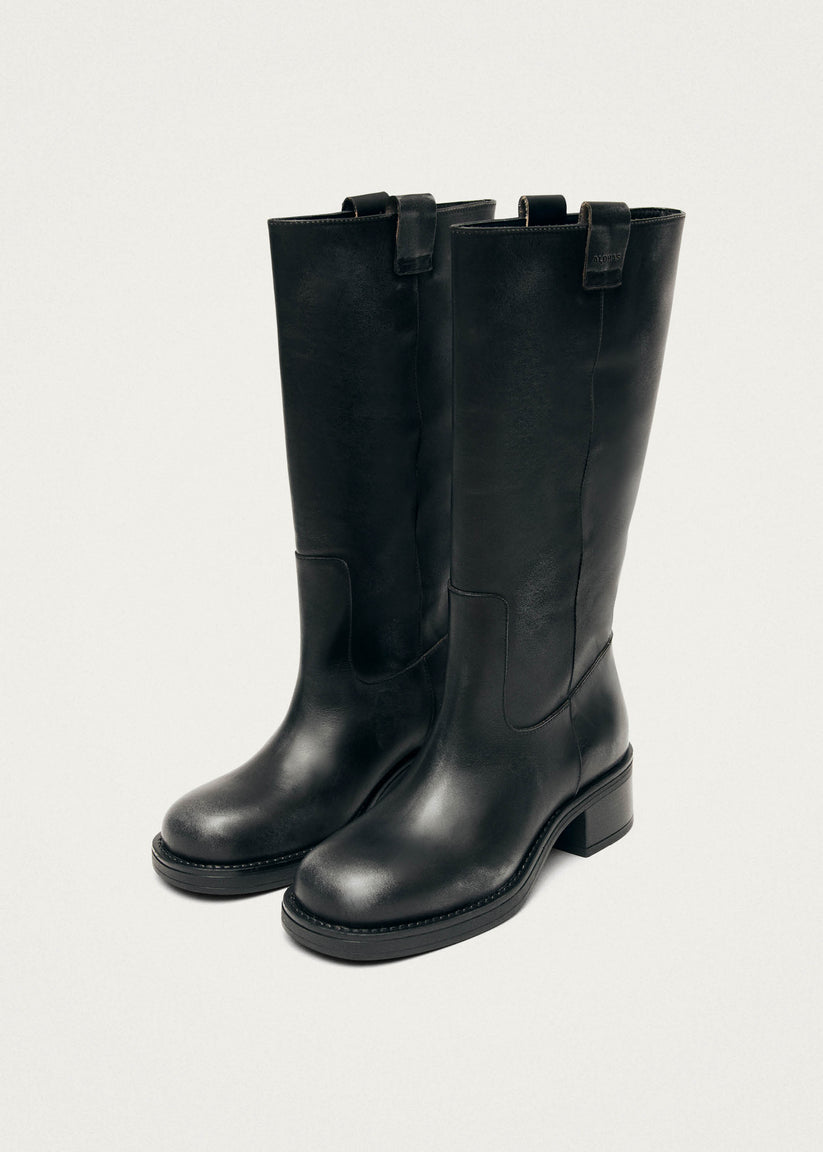 Alohas Sajan Botas de Cuero Negras Último día