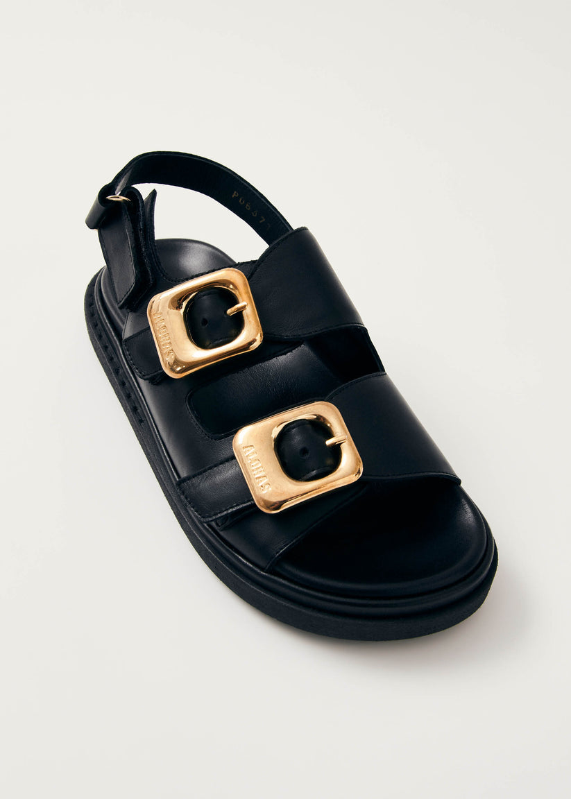 Alohas Daria Sandalias de Cuero Negro Precio de fábrica