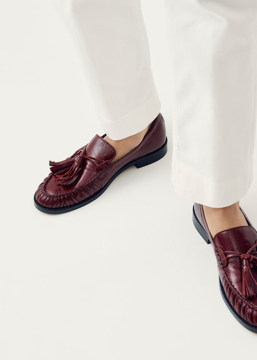 Alohas Marietta Onix Mocasines de Cuero Burdeos En oferta