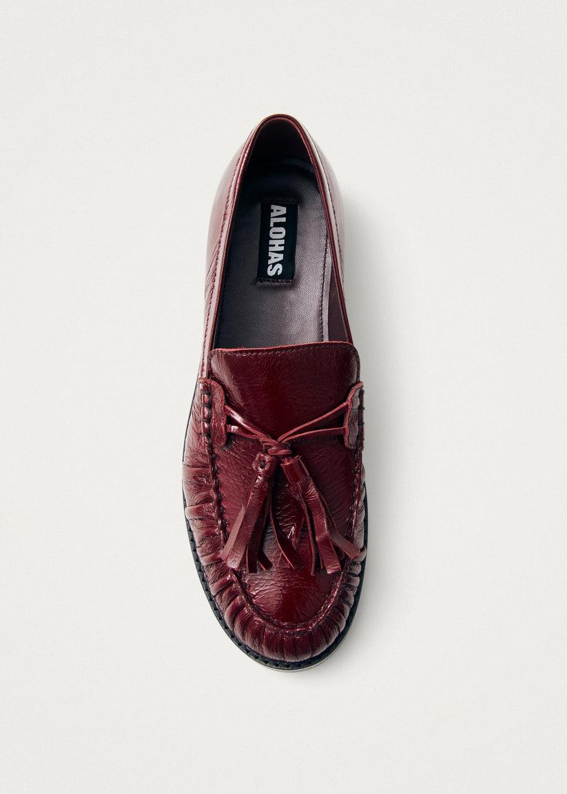 Alohas Marietta Onix Mocasines de Cuero Burdeos En oferta