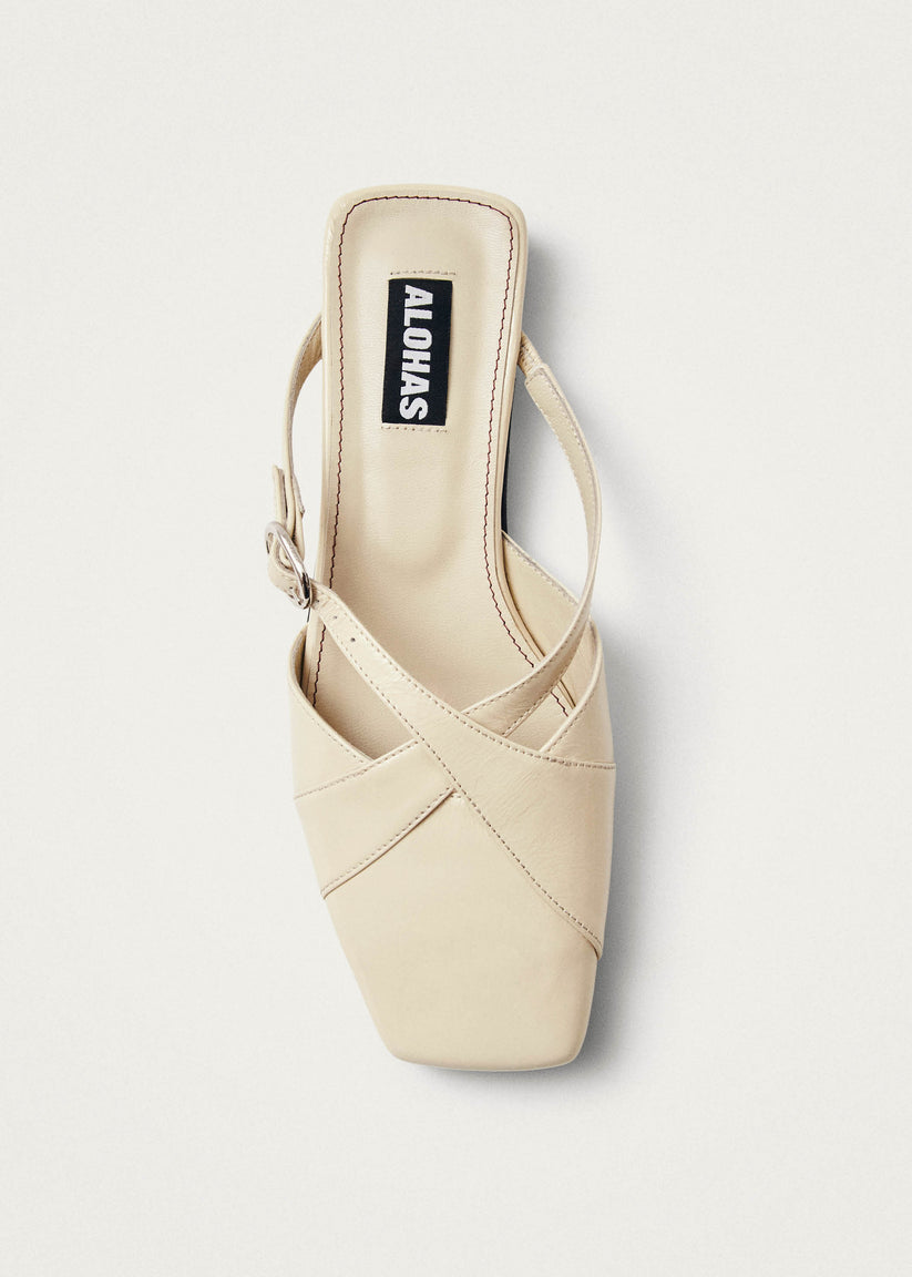 Alohas Adria Onix Mules de Cuero Color Crema Libre de impuestos
