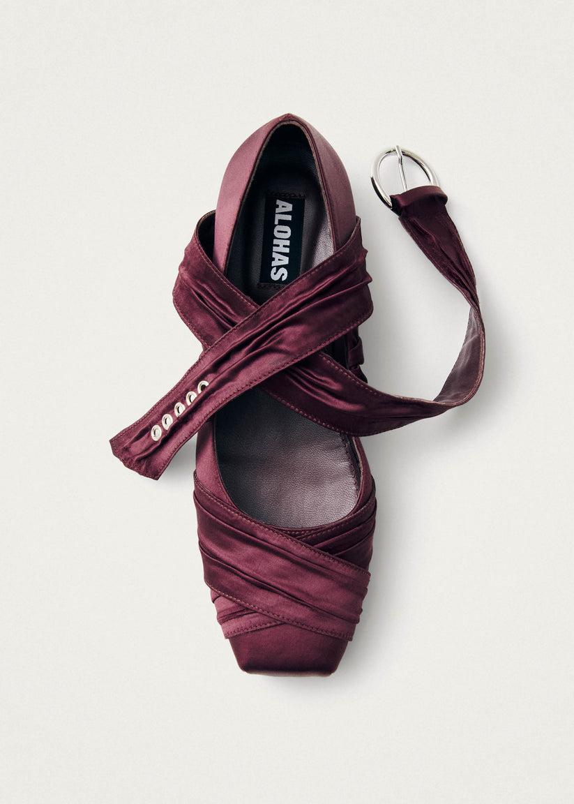 Alohas Volant Silky Bailarinas Burdeos Descuento por venta flash