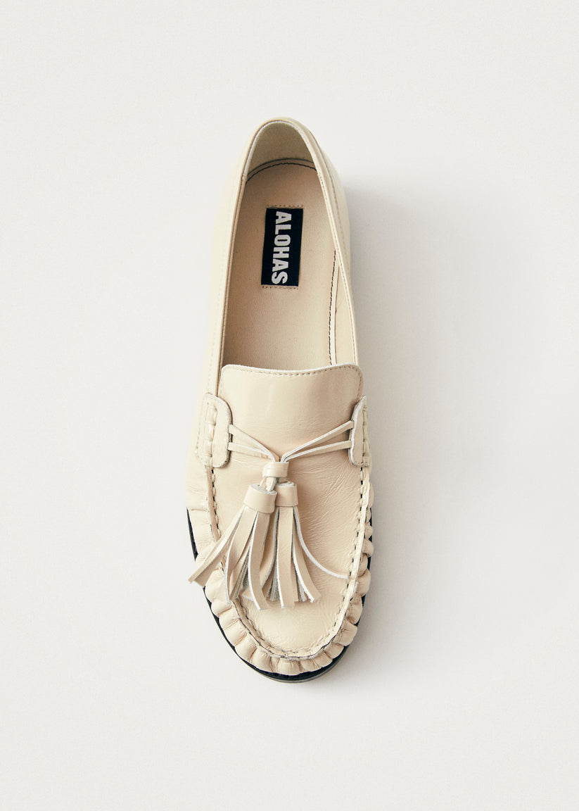 Alohas Marietta Onix Mocasines de Cuero Color Crema Ofertas de temporada