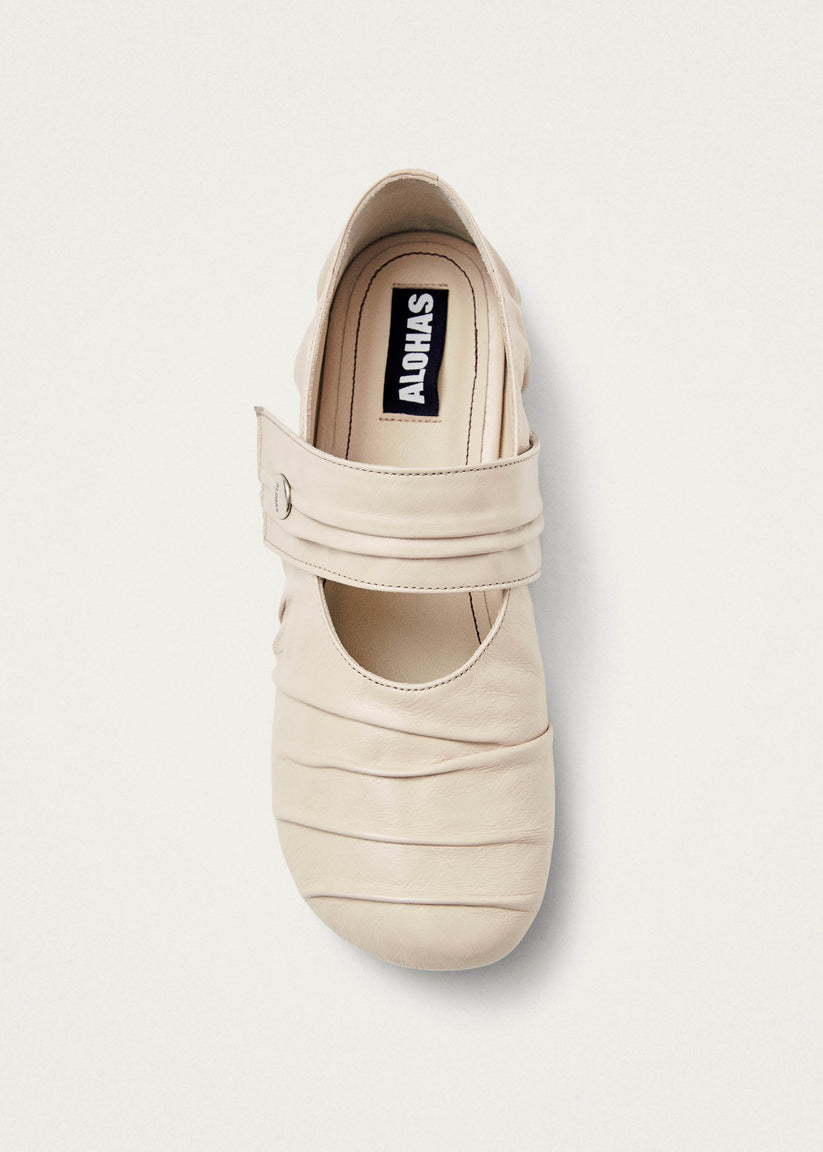 Alohas Shay Bailarinas de Cuero Color Crema Ofertas