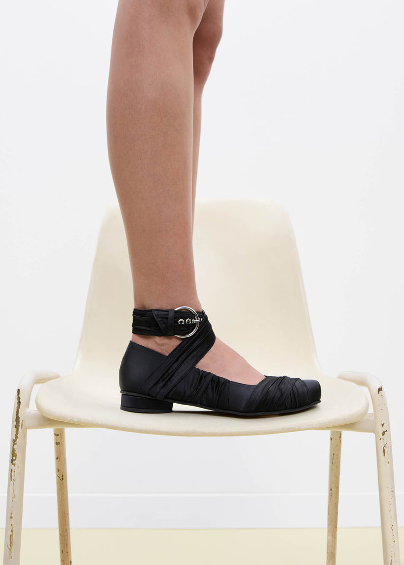 Alohas Volant Silky Bailarinas Negras Venta caliente