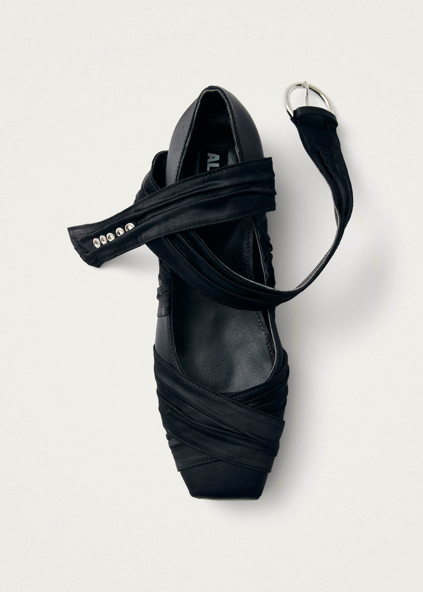 Alohas Volant Silky Bailarinas Negras Venta caliente