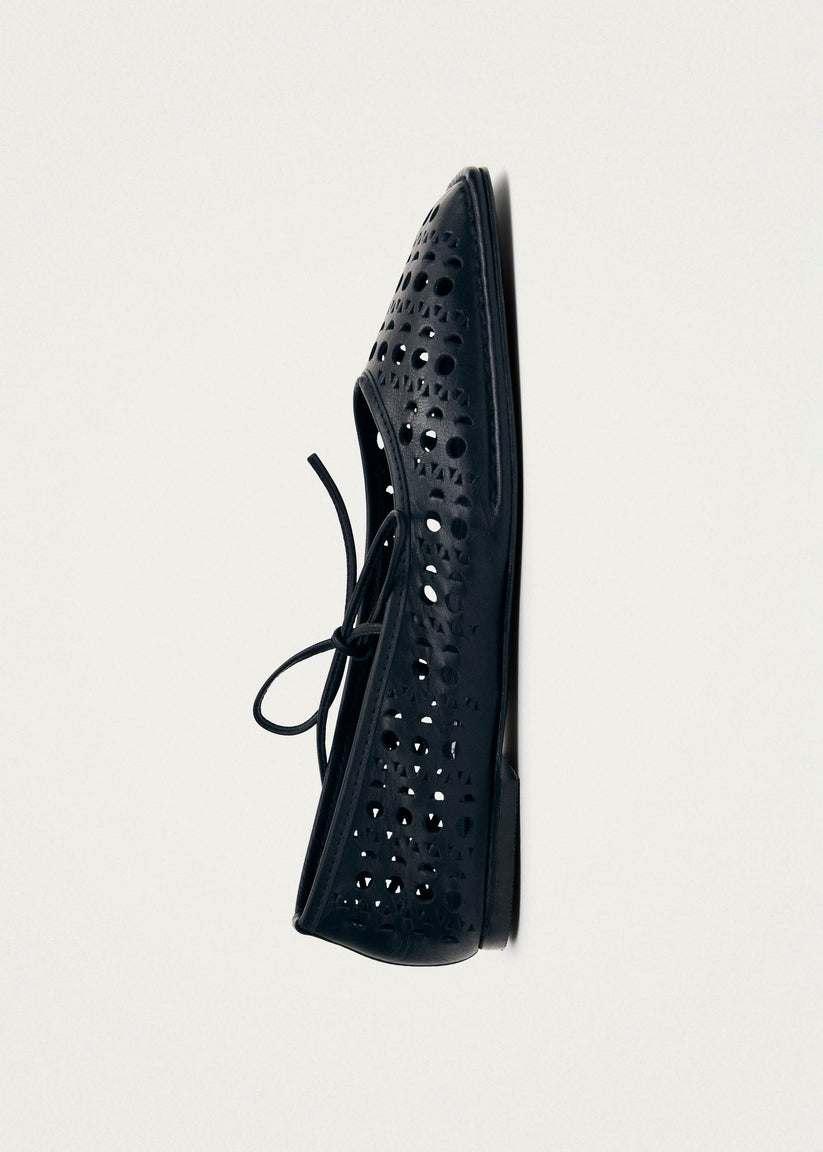 Alohas Sway Slit Bailarinas de Cuero Negro Rebajas top